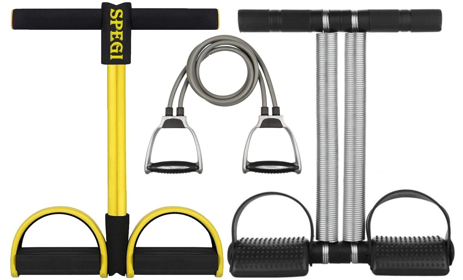 3-in-1 Home Workout Fitness Combo – Tummy Trimmer Double Spring, Resistance Tube Band & Push Up Bar | Full Body Exercise Equipment for Abs, Chest, Arms & Core Training for Men & Women-image-41
