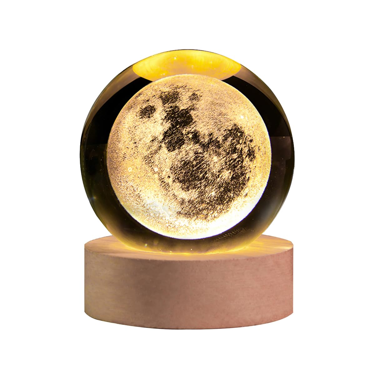 2.4" 3D Moon Crystal Ball with LED Wooden Base