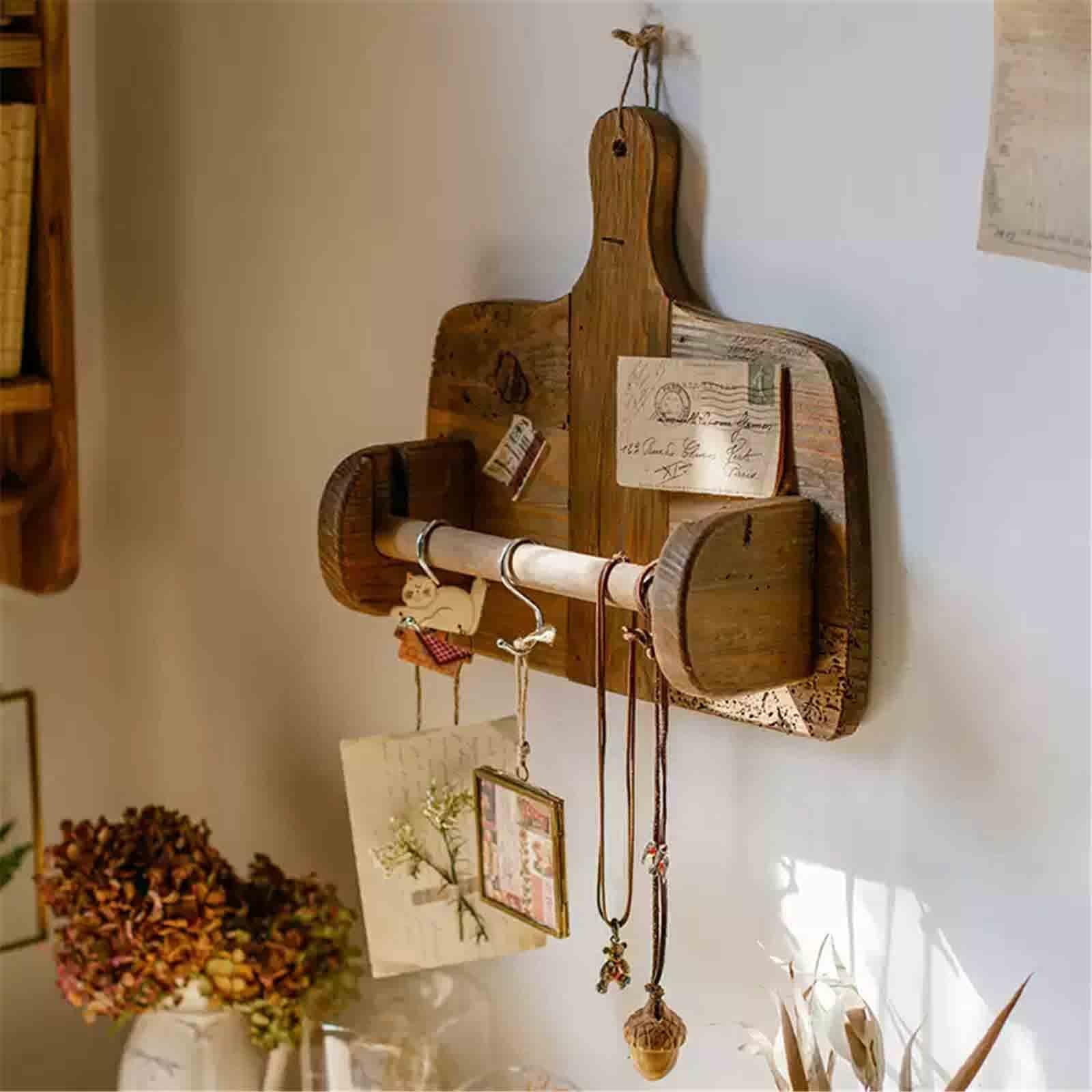 De Pared Portarrollos Papel Cocina Madera Portarrollos Papel Higienico para Llaves Collar Portarollos Cocina Organización Paño Film Transparente