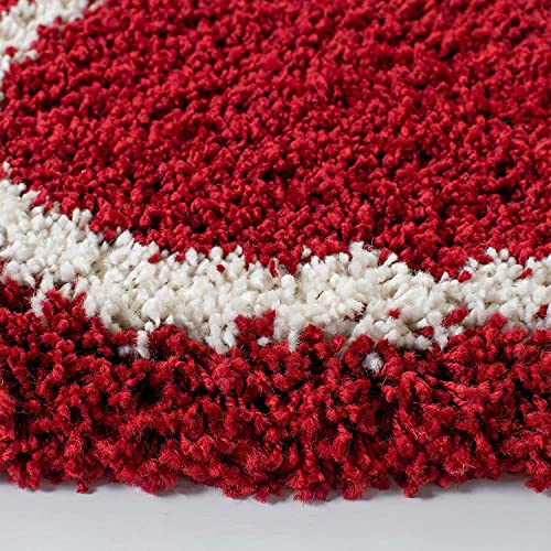 Image of Handwoven Microfibre 3D Rug for Living Room (Red & Ivory Moraccan, 12 X 12 Feet (Round), Microfibre)
