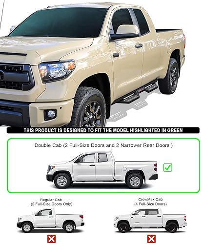Miniatura 6 de HD Ridez Estribos de acero estilo desplegable de construcción compatibles con Toyota Tundra 2007-2021 doble cabina