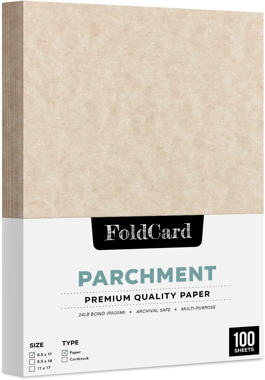 Camel Stationery Imitation Parchment Paper – Great for Posters, Bulletins, Certificates, Menus and Invitations | 24lb Bond, 60lb Text, 90gsm | 8.5" x 11" | 100 Sheets per Pack