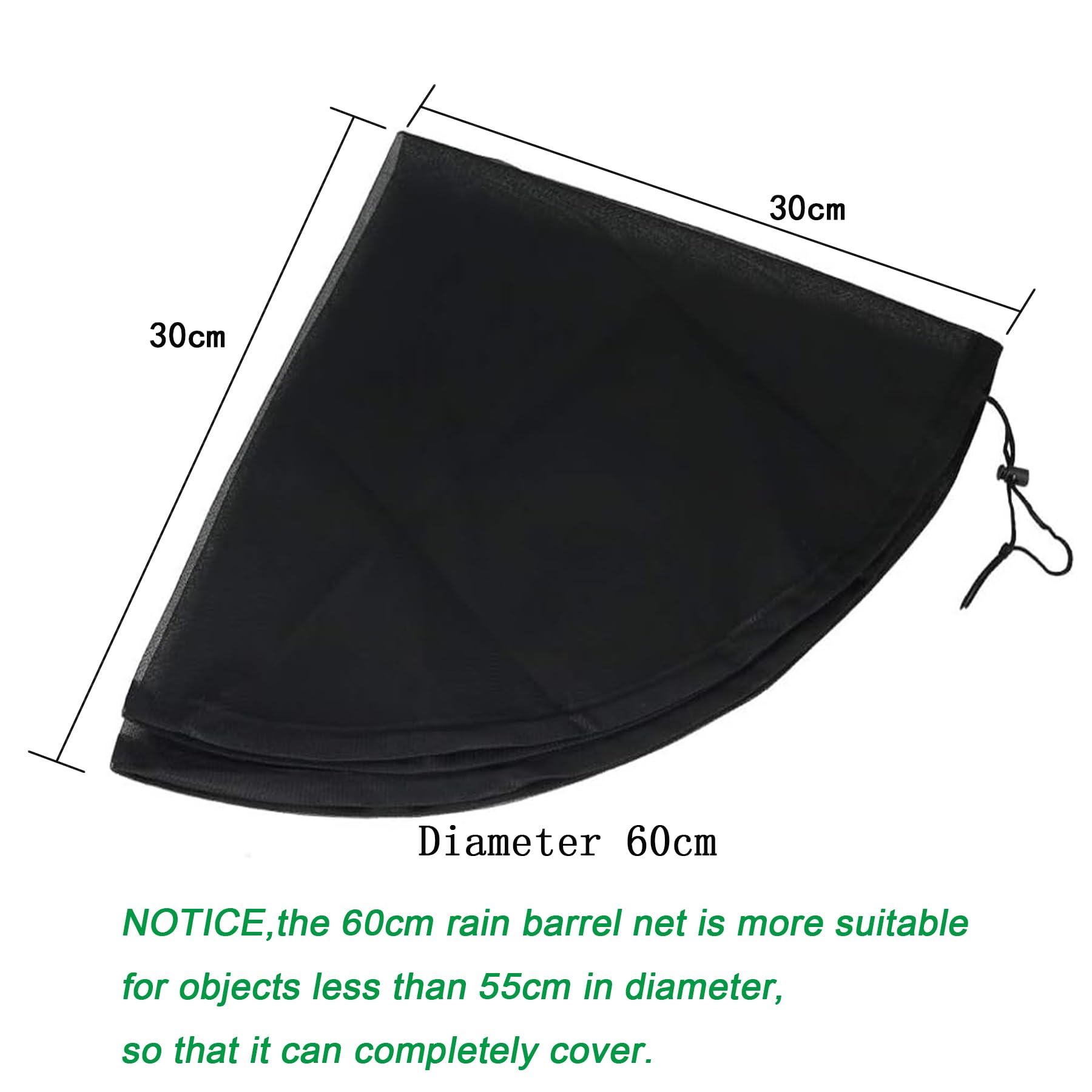 2 x Rain Tanks, Diameter 60 cm, Rain Barrel Cover with Drawstring, Adjustable Protective Net, Protection Against Leaves, Mosquitoes - Image 2