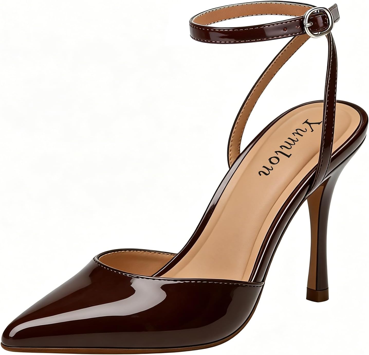 Closed Toe Slingback Heels Wedding High Stiletto Heel for Women Pumps 3.3 Inch Ankle Strap Pointed Toe Heels