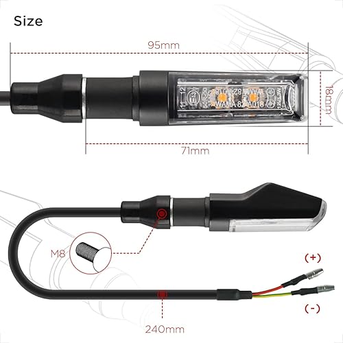Miniatura 5 de evermotor Señales de giro para motocicleta, luz trasera LED intermitente de 12 V, intermitentes universales con carcasa de aleación de aluminio