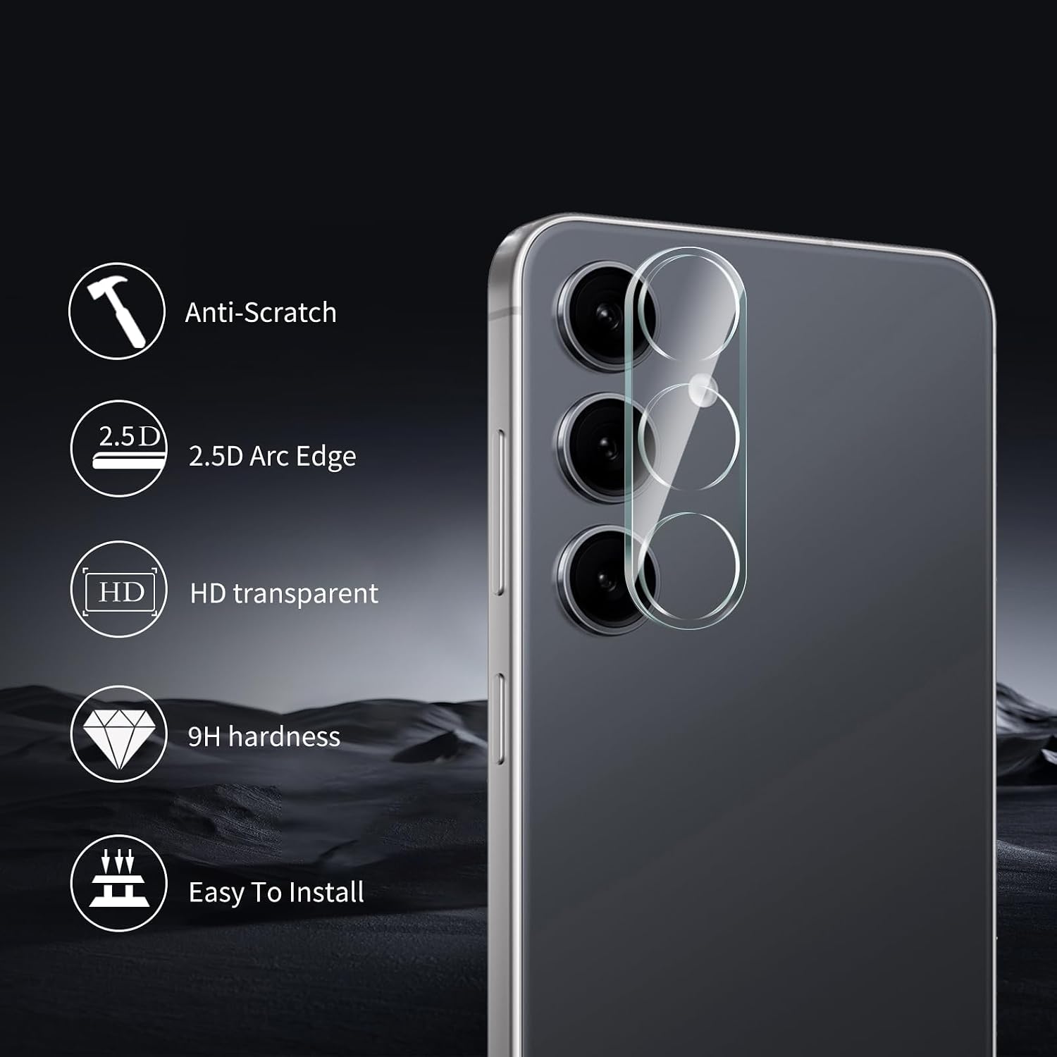 3 Pack for Samsung Galaxy S25 Fe Camera Lens Protector, Tempered Glass Film 9H Hardness, Scratch Resistant, HD Clear, Case Friendly