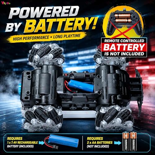 Image of VikriDA RC 4x4 Drift Smoke Car Toy | 1:14 Scale 2.4Ghz Remote Control Sports Racing Car 360 Rotation,Lights Music Spin Stunt Remote Control Cars.