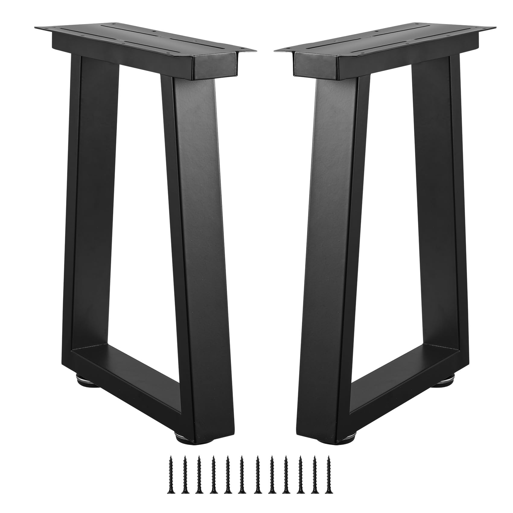 BRISYYI Bench Legs 16 Inch Metal Coffee Table Legs Trapezoid-Shape Heavy Duty Iron Table Legs, DIY Furniture Legs, Black (H16”x W11.8”, Set of 2)