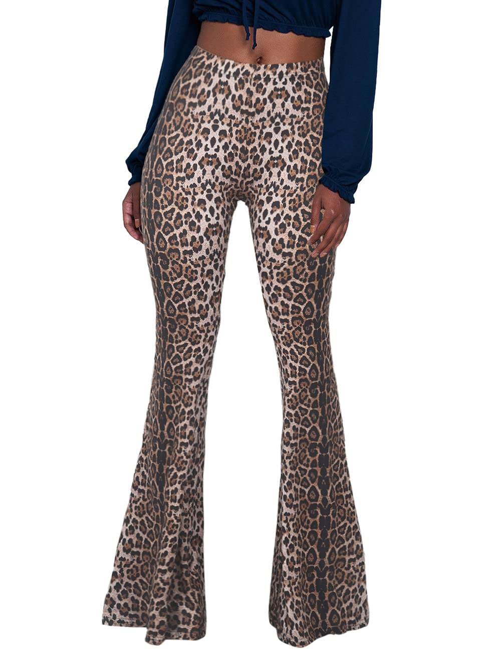 Herose Tall Ladies Soft Flared Leggings Pants Floor Length S-2XL