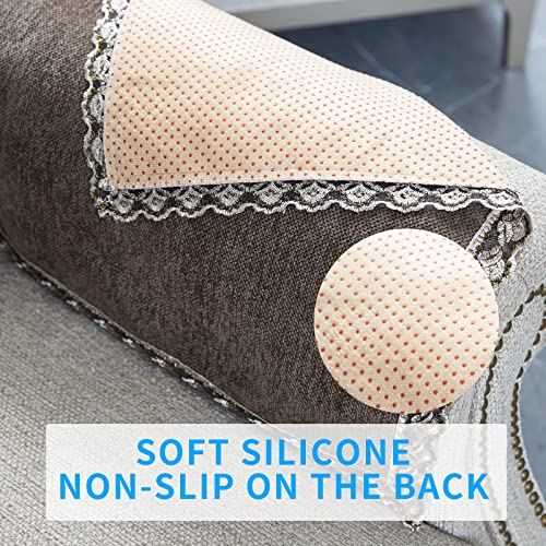 Minjiatex Couch Arm Covers,Non-Slip Lace Sofa Arm Covers Set Of 2 Washable Sofa Armrests Covers For Living Room Recliner Chair Arm Covers Protectors For Leather Sofa Armrest Slipcover (Hzw-Brown) #TOP2