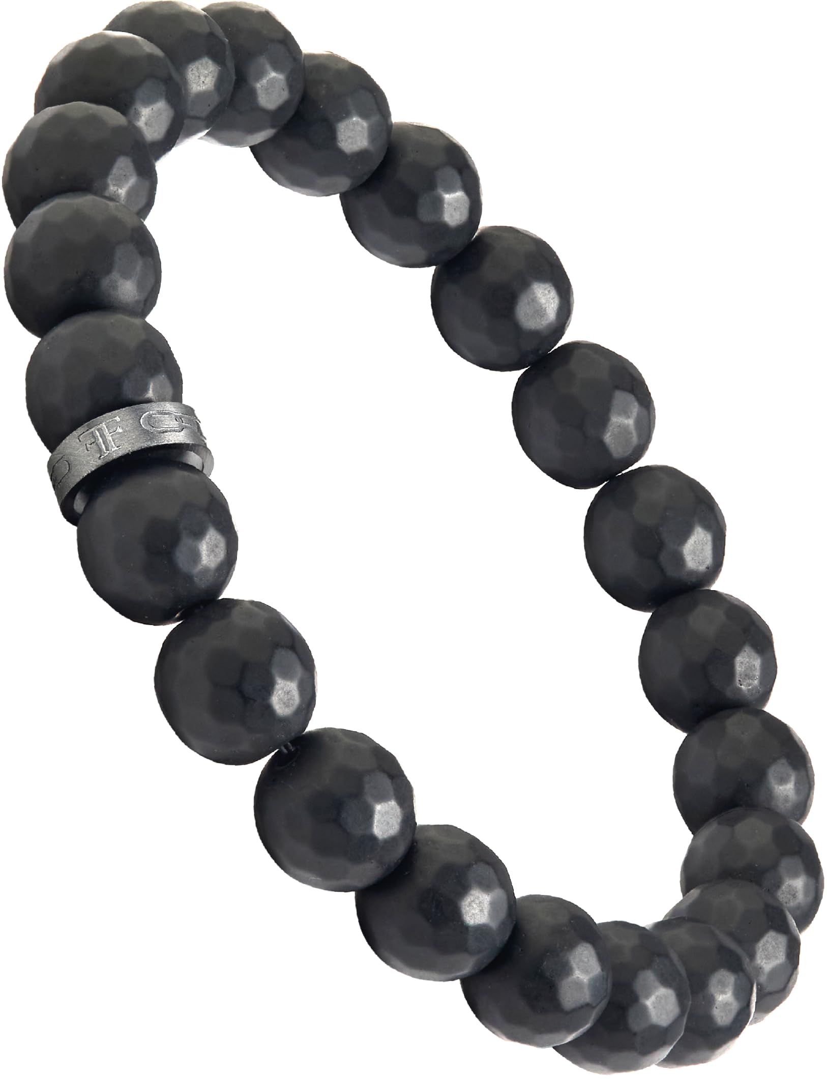 Forge & Foundry Faceted Matte Black Onyx Stone Beaded Bracelet | Custom Signature Stainless Steel Bead | ‘Pindar’ | 8mm and 10mm Bead Desgins | Refined Hand-Crafted Jewelry