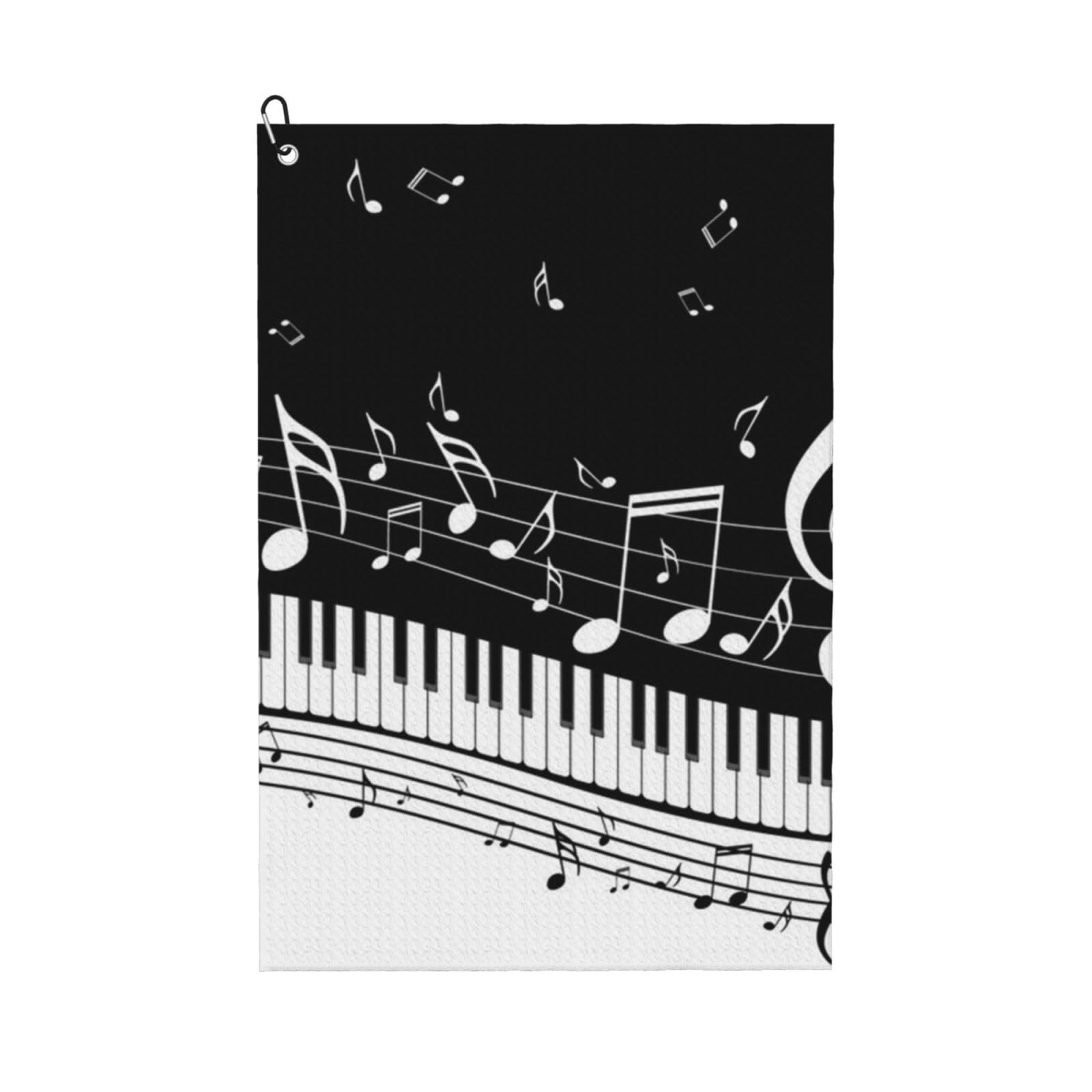 Hnnkloy Piano Key Notes, 16x24 in Portable Waffle Golf Towels with Carabiner Clip for Golf Bag