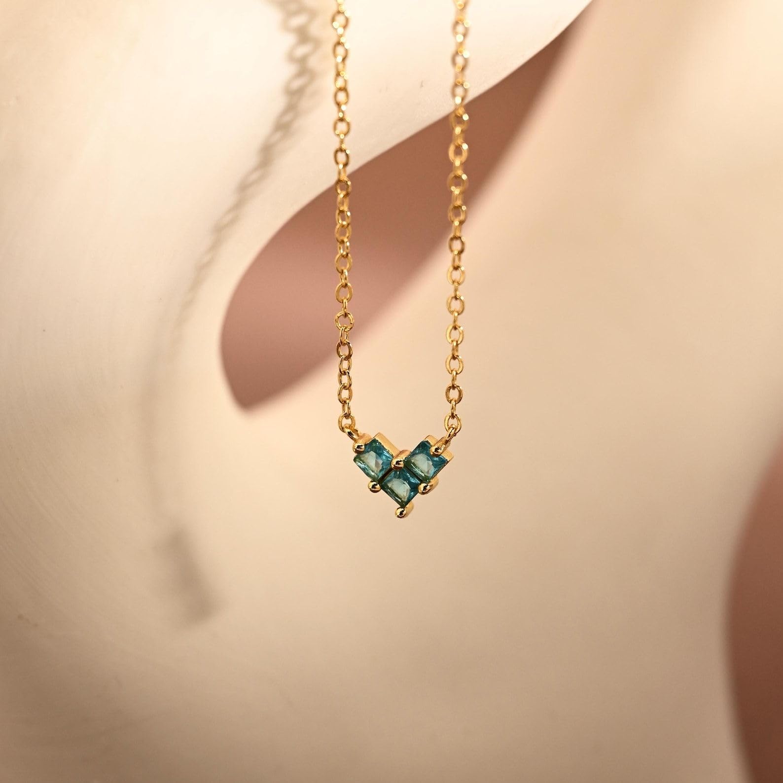Amanti cuore collana con pietra portafortuna, delicato donna amore compleanno per lei Natale
