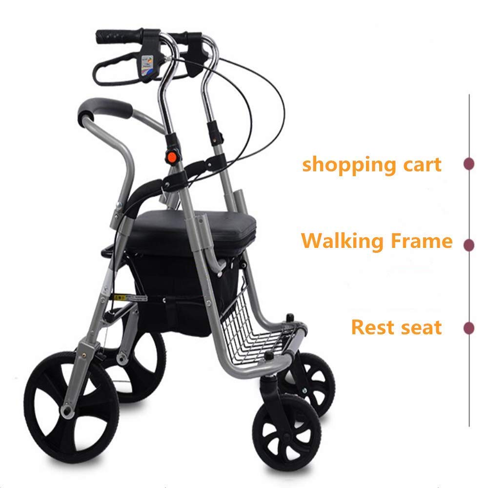 Rollator s Lightweight Folding Four Wheel Rollator with Padded Seat for Seniors Foldable with Locking Brakes