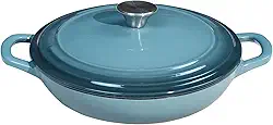Braiser Panela de ferro fundido esmaltado 2,25 qt com tampa Slateblue caçarola rasa de ferro fundido com alças