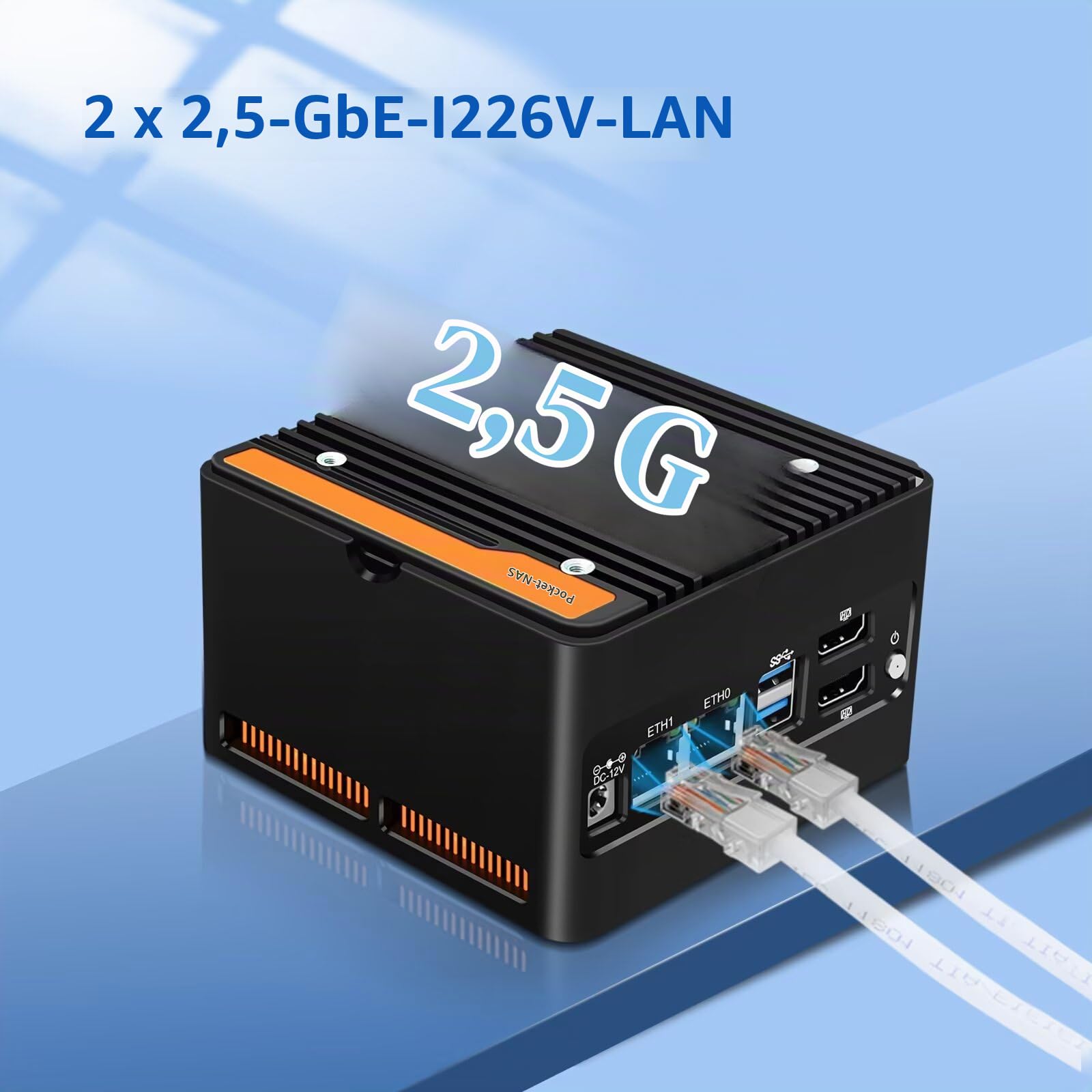 Mini PC X86-P6 N355 (Upgraded N305), Pocket NAS 4 Bay with DDR5 Max 48G Micro Computer, 2X i226V 2.5Gbe Firewall, 2 x USB 3.2 10Gbps Port, Barebone
