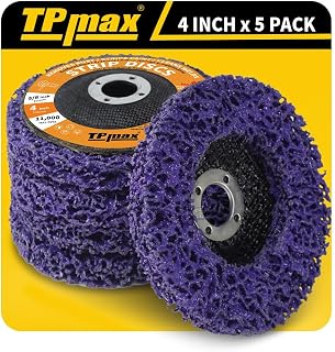 TPmax 4 inch Stripping Discs Rust Remover Discs Remove Paint and Oxidation 5/8 inch Arbor Clean Discs Poly Strip Disc Angle Grinding Wheel - 5 Pack(Purple)