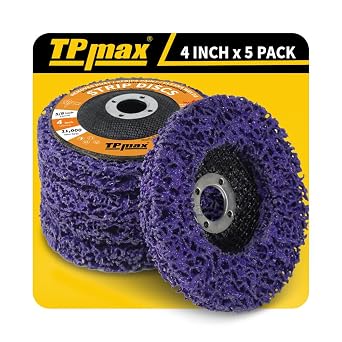 TPmax 4 inch Stripping Discs Rust Remover Discs Remove Paint and Oxidation 5/8 inch Arbor Clean Discs Poly Strip Disc Angle Grinding Wheel - 5 PackPurple