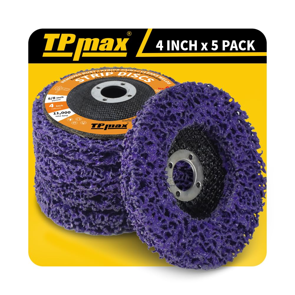 TPmax 4 inch Stripping Discs Rust Remover Discs Remove Paint and Oxidation 5/8 inch Arbor Clean Discs Poly Strip Disc Angle Grinding Wheel - 5 Pack(Purple)-image-2