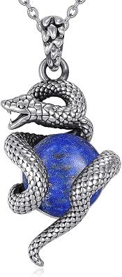 YAFEINI Snake Necklace for Women Sterling Silver Lapis Lazuli Gothic Pendant Snake Jewelry Gifts for Women Men