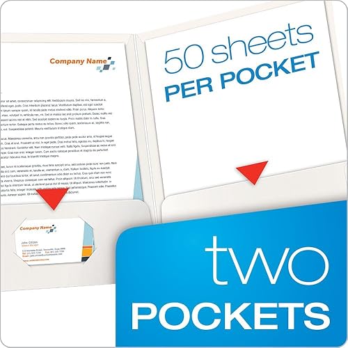 Vista 16 de Oxford carpetas laminadas con capacidad para 100 hojas, con dos bolsillos, 25 unidades (51704), Negro