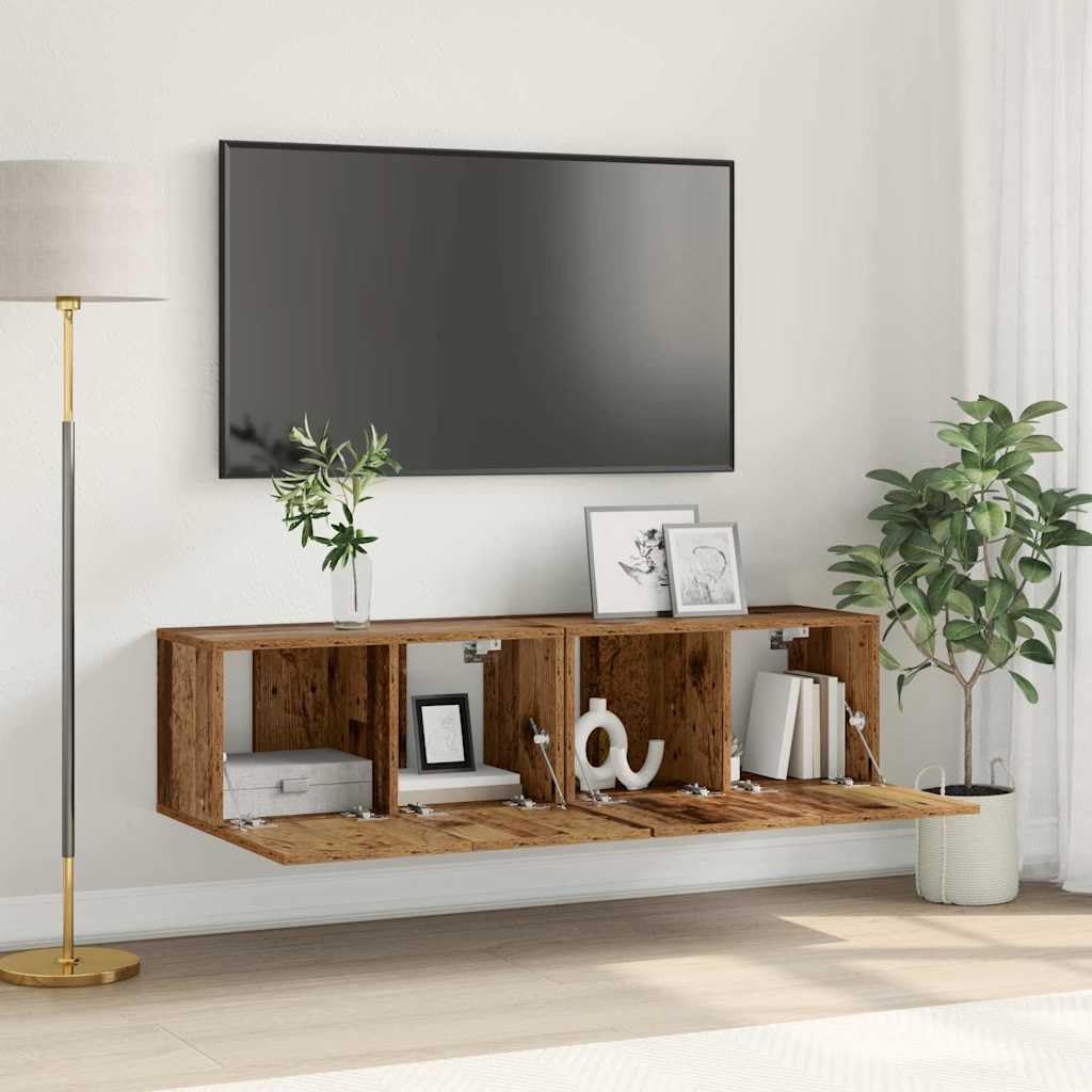 Szafka pod telewizor, zestaw 2 szt., wielokolorowa, 60 x 30 x 30 cm, materiał drewnopochodny, konsola medialna do salonu, nowoczesny design centrum rozrywki