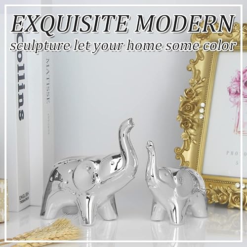 Miniatura 15 de Un par de estatuas de elefante para decoración del hogar, figuras de estilo moderno, escultura para oficina, escritorio, estantería, sala de estar