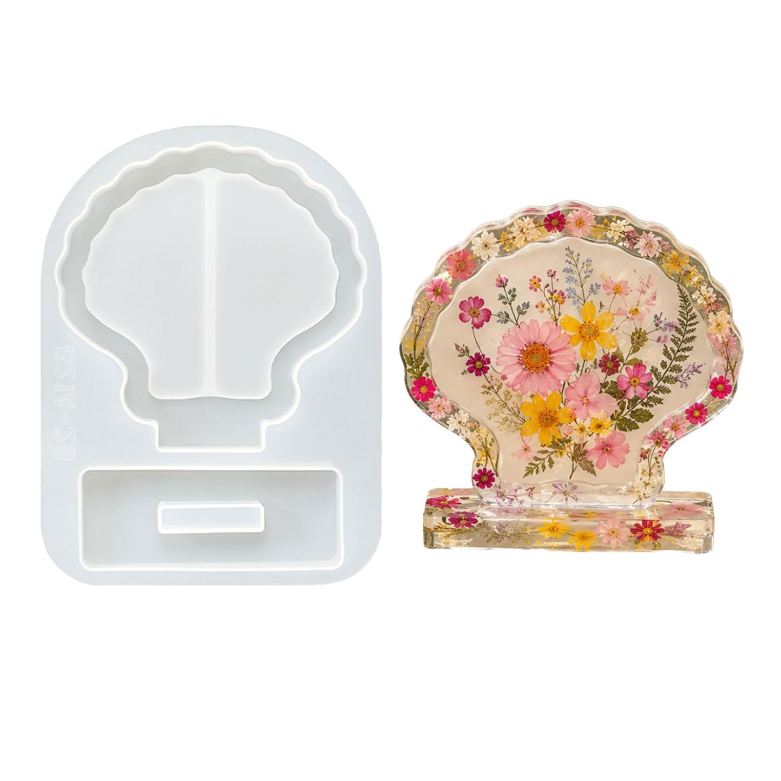 Greabuy Multipurpose Picture Frame Silicone Mold Heart Square Fan Oval Shaped Photo Frame Silicone Mold for Resin Casting Craft Epoxy Rosin Cast Heart Shape