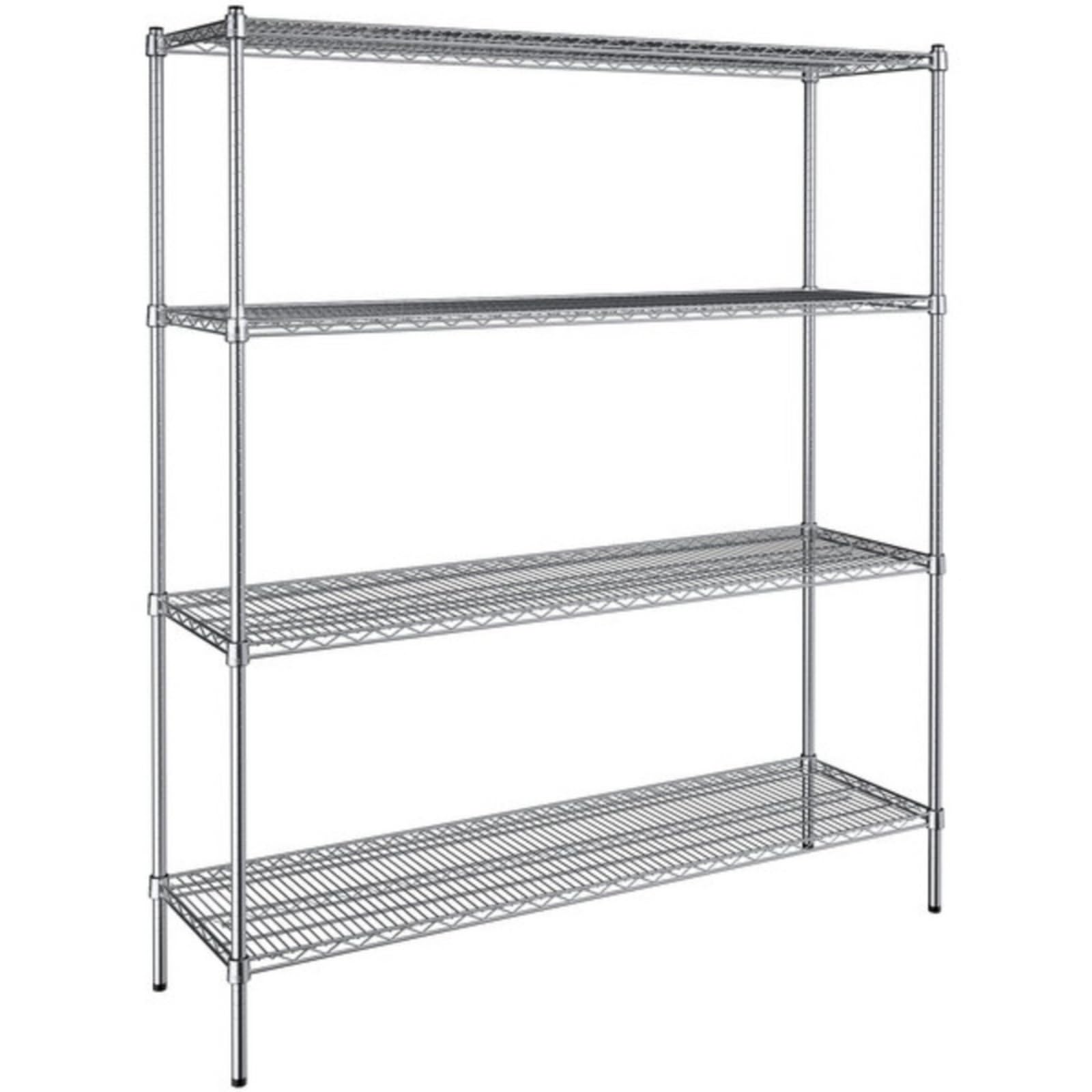 Lince Display Limited 4 Tier Commercial Heavy Duty Chrome Wire Shelving Unit - 6ft Height