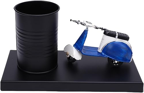 Miniatura 7 de SUNGOOYUE Pen Holder with a Miniature Motorcycle, Retro Scooter Desk Organizers and Accessories Metal Pencil Cup for Office and Home Decor (L