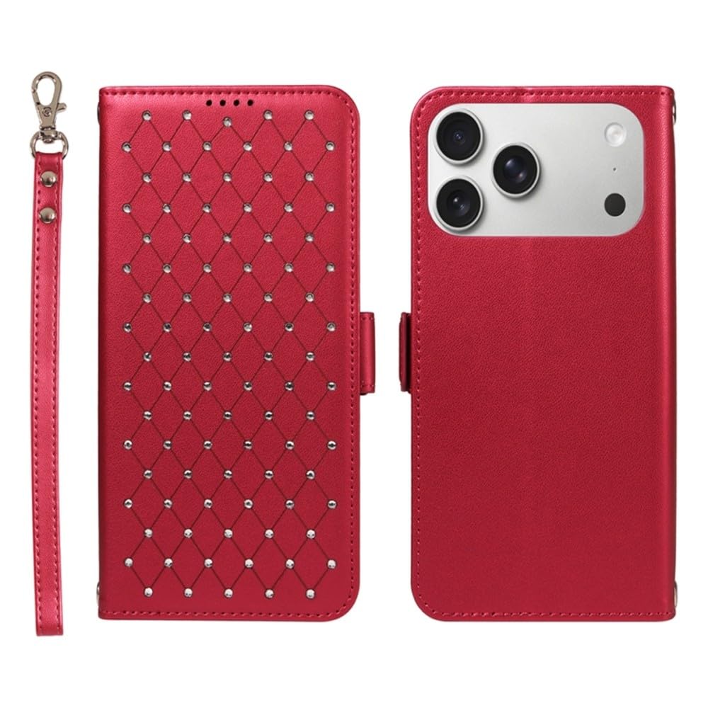 Étui de qualité supérieure iPhone 14 rouge avec rabat arrière élégant en cuir