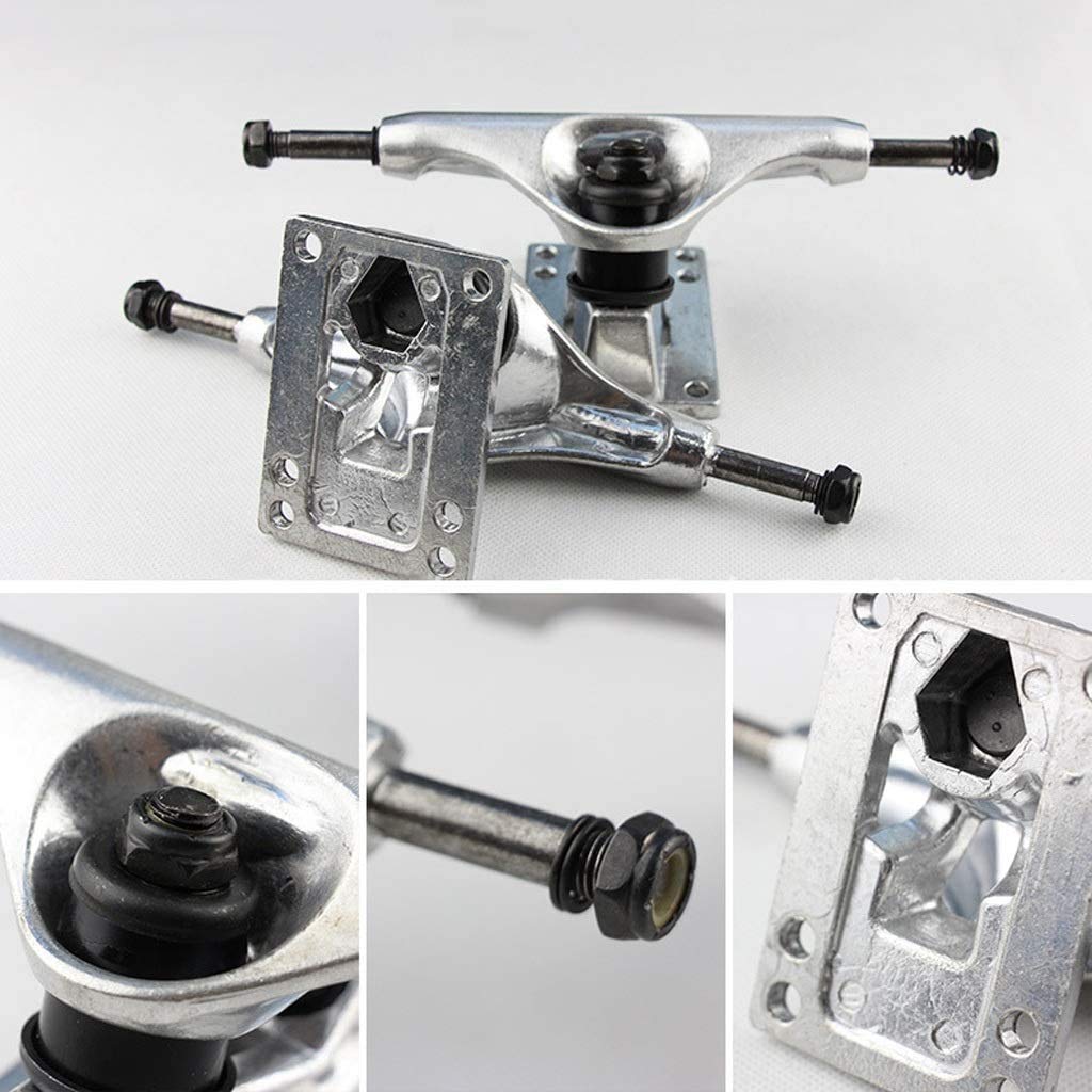 POFET 5 pulgadas monopatín camiones pequeños tablero de peces soporte de aleación de aluminio para monopatín, puente de juntas, conjunto de clavos unisex para adultos Pro Skate Trucks