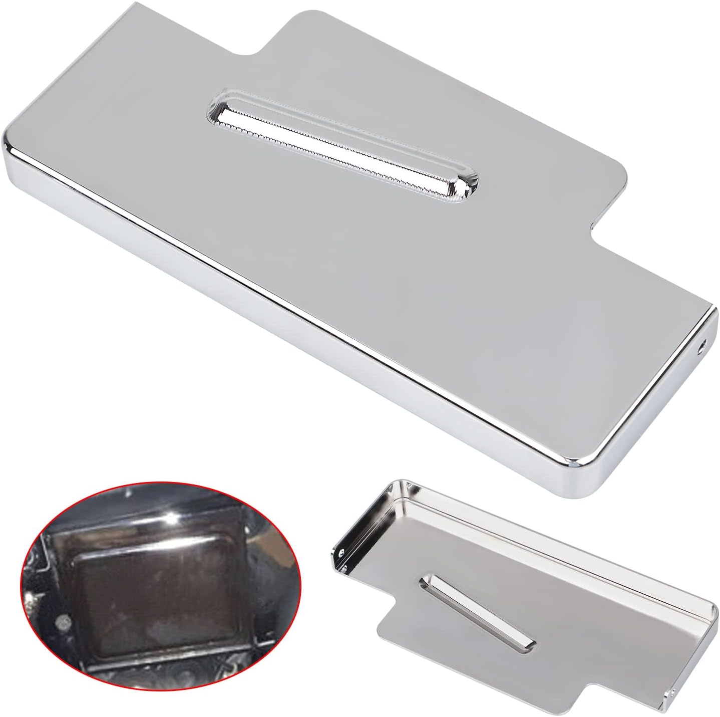 Chrome Battery Top Cover Batteries Cover Kit Compatible With Harley Dyna Wide Glid Super Glide Low Rider FXD FXDL