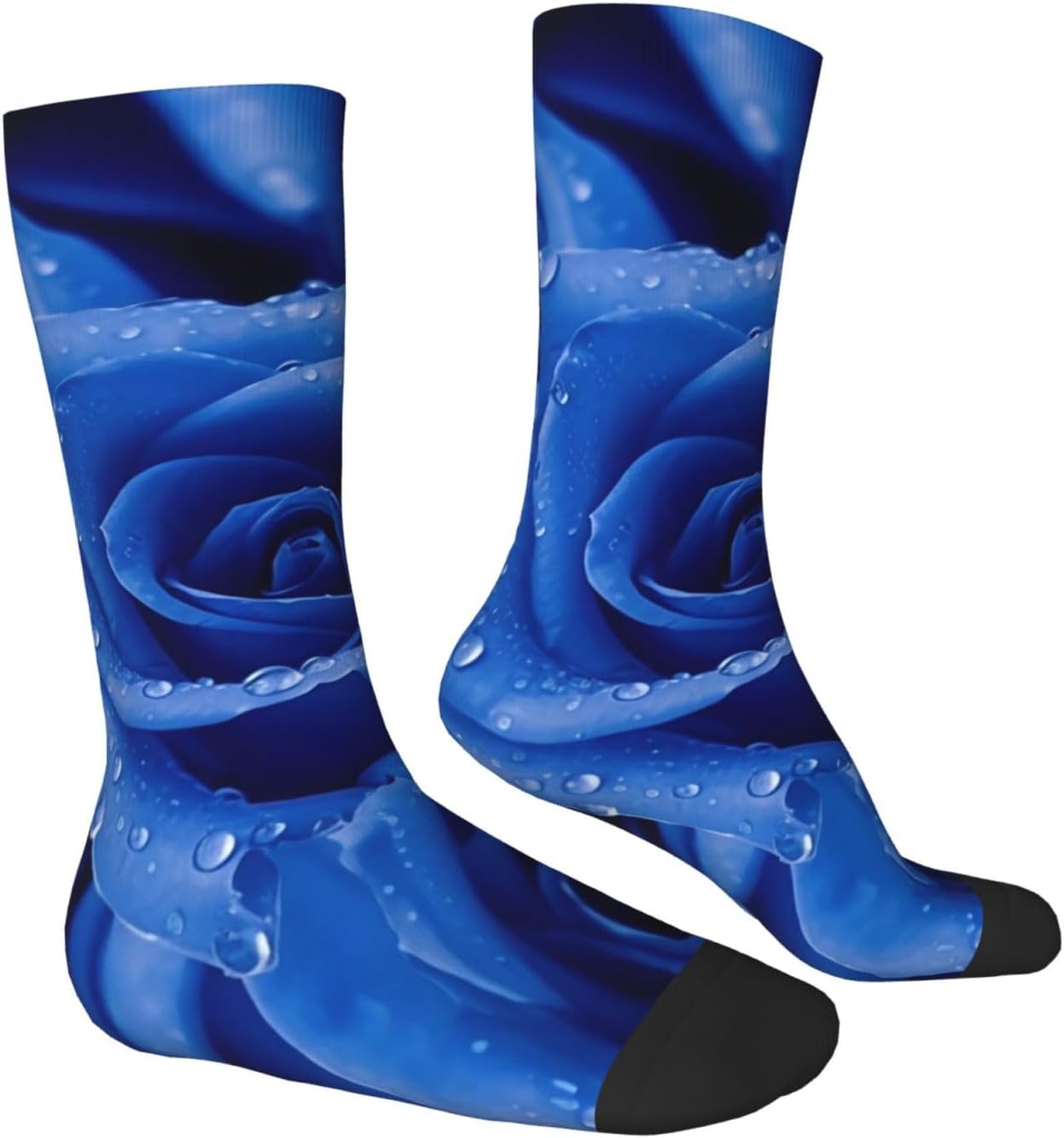 blue Rose Crew Socks for Men Women Moisture Wicking Cushion Athletic Sock Casual Novelty Socks Gift