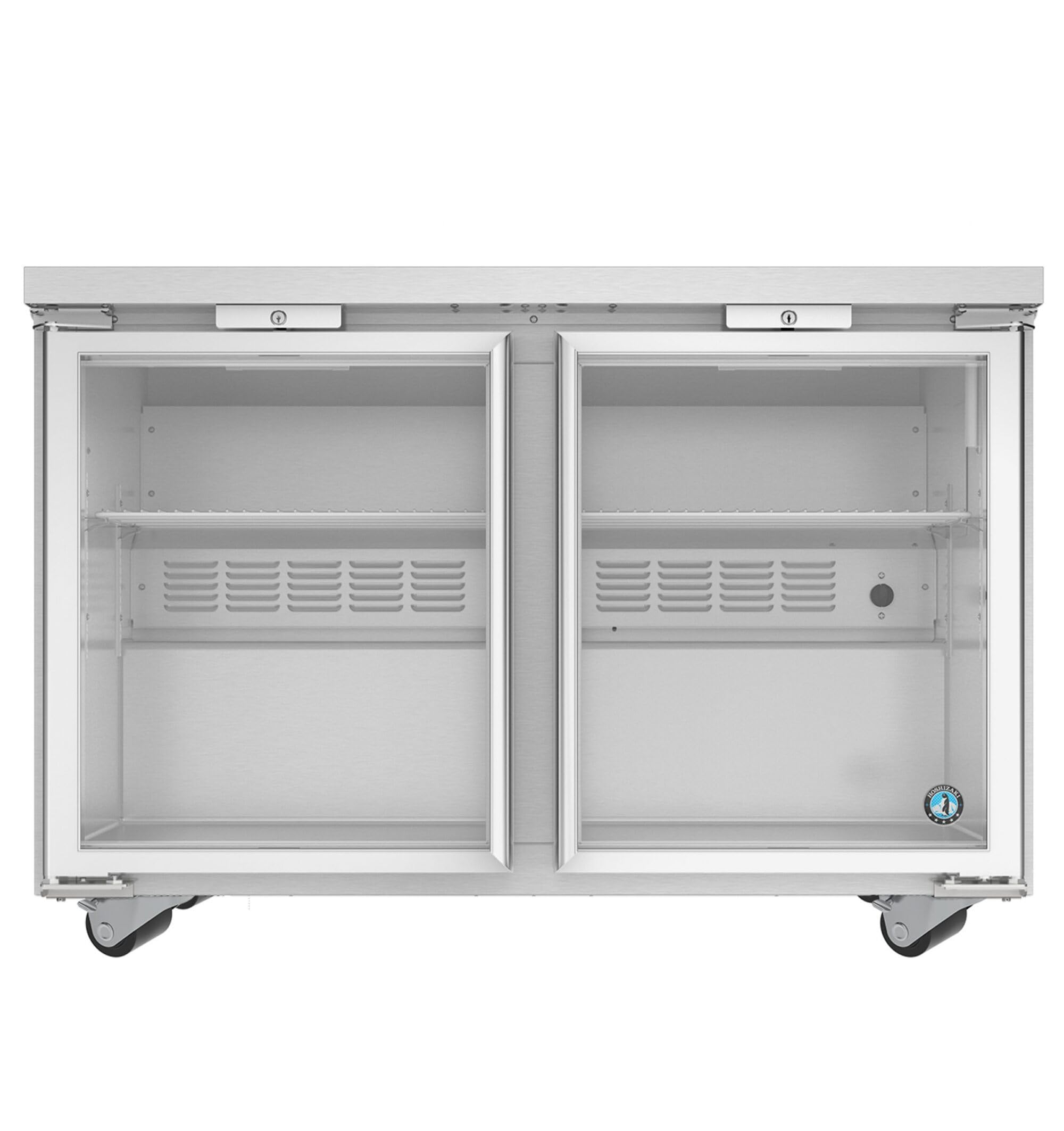 Hoshizaki Ur48b-Glp01 Low Profile Refrigerator, Two Section Undercounter, Full Glass Door on Fridge.com - View 2