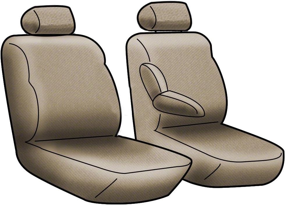 Coverking Custom Fit Front 50/50 Bucket Seat Cover for Select Fiat 500 Models - Neosupreme (Tan with Black Sides)