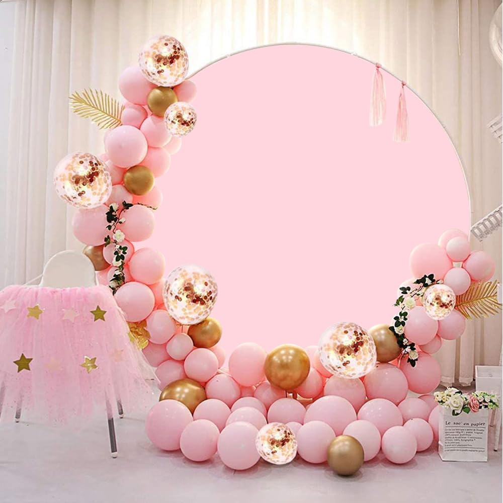 200cm Sfondo Rotondo Rosa Puro Rosa Compleanno Matrimonio Romantico Cerchio Sfondo di Ripresa Panno per Scena di Proposta Baby Shower Decorazione Fotografia Studio Puntelli