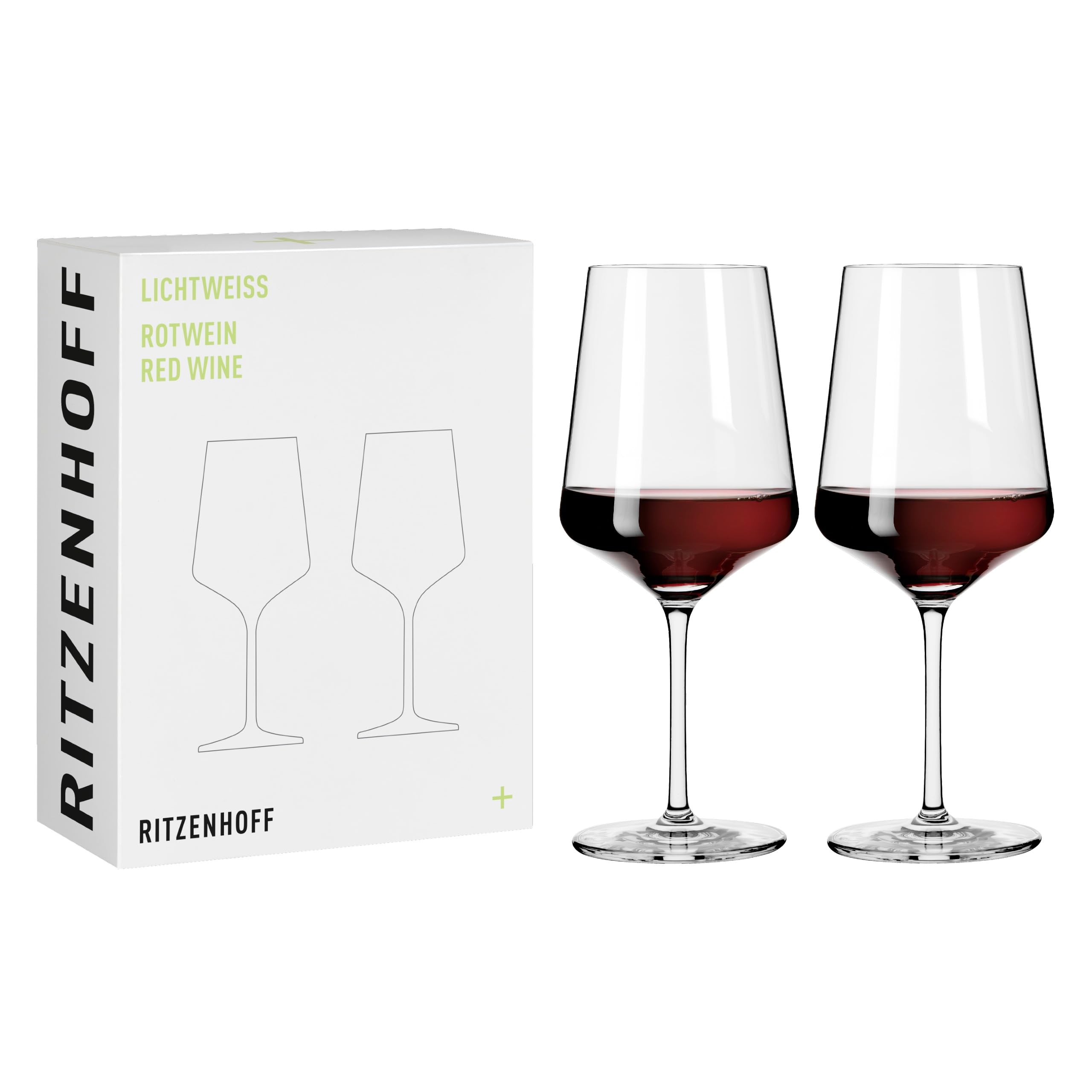 RITZENHOFF 6111005 Red Wine Glass 500 ml - Light White Series - Set of 2 in Gift Set - Stylish Modern - Made in Germany