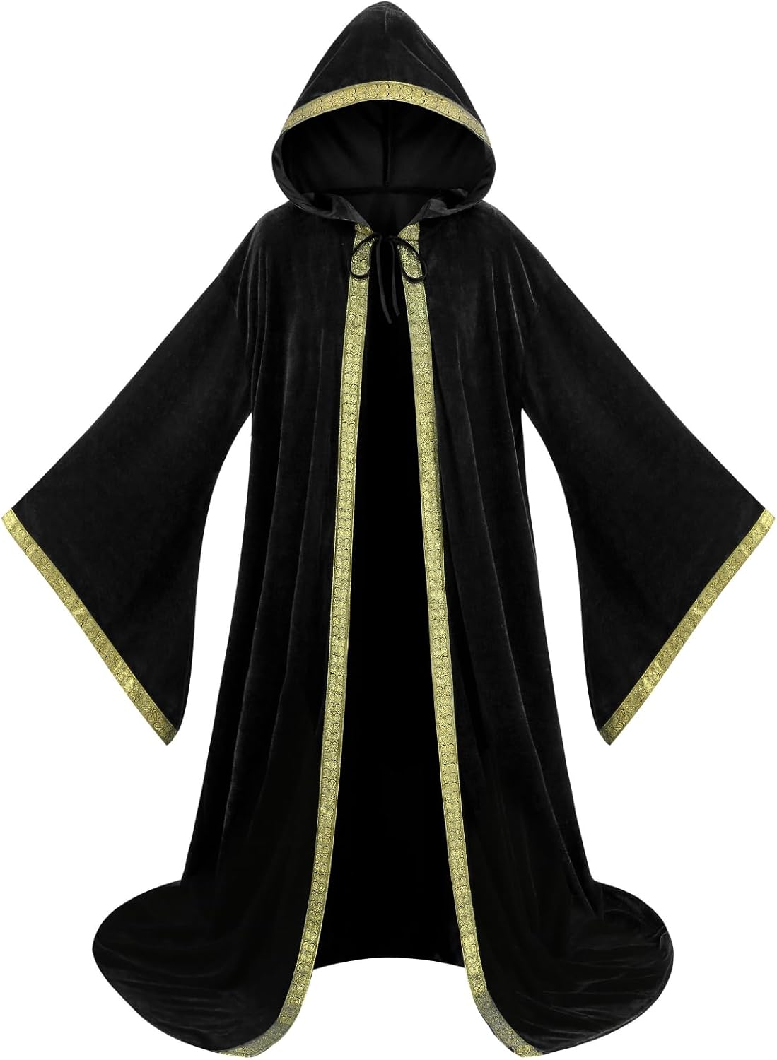 Colorful House Velvet Wizard Robe with Hooded and Sleeves, Halloween Fancy Cool Cosplay Costume