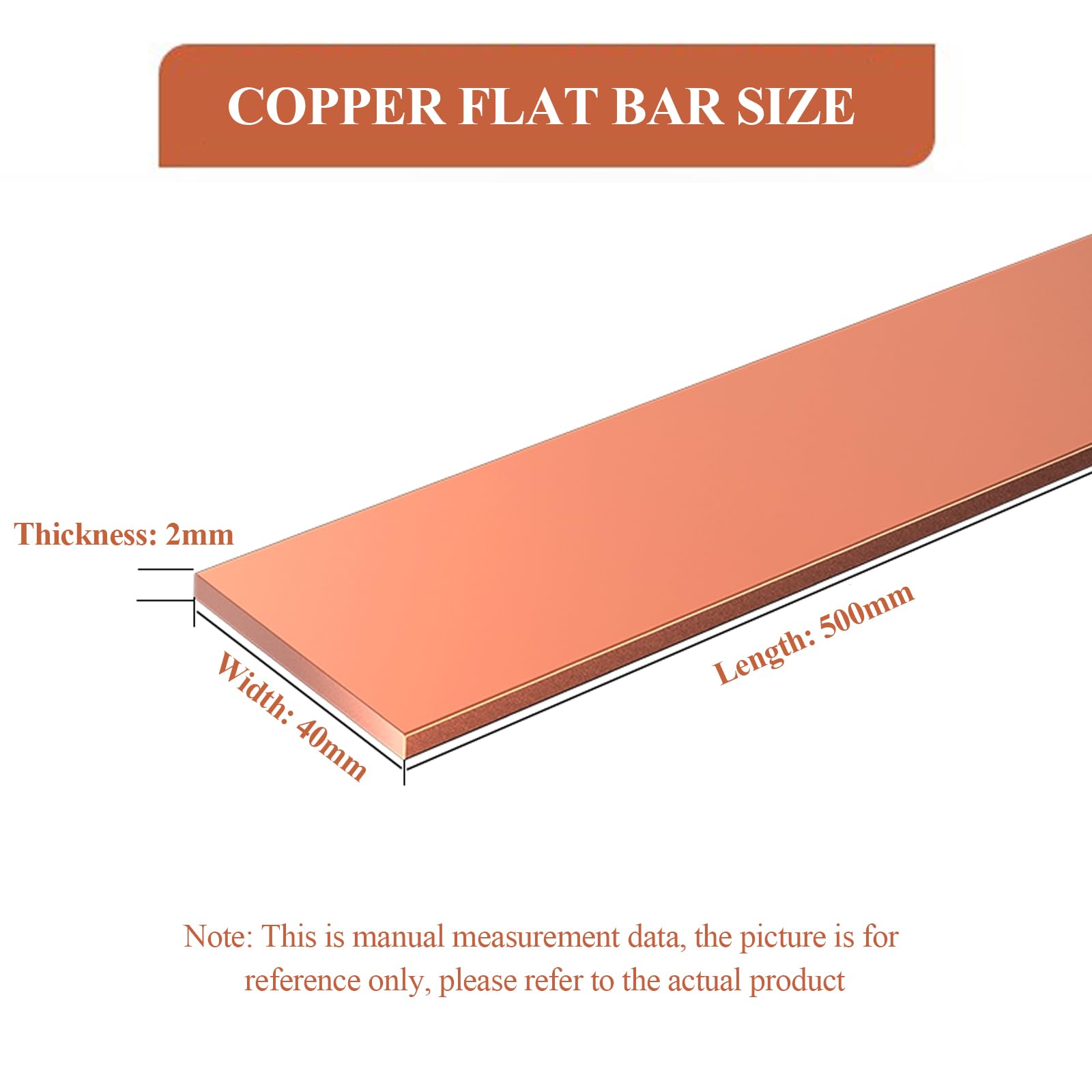 WSYCWG T2 Copper Strip 1×40×500Mm-4×40×500Mm, Pure Copper Plate DIY Material Suitable for DIY Handicrafts and Metal Smelting,2×40×500mm