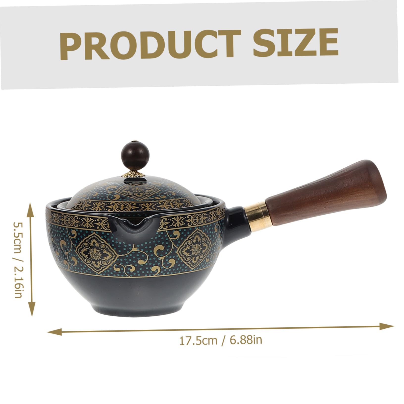 Tetera de Cerámica Negra Asa Lateral, Juego Portátil de 1 Pieza | Capacidad Media, Resistencia al Calor, Durabilidad, para Preparar Té en Casa, Infusiones Diarias