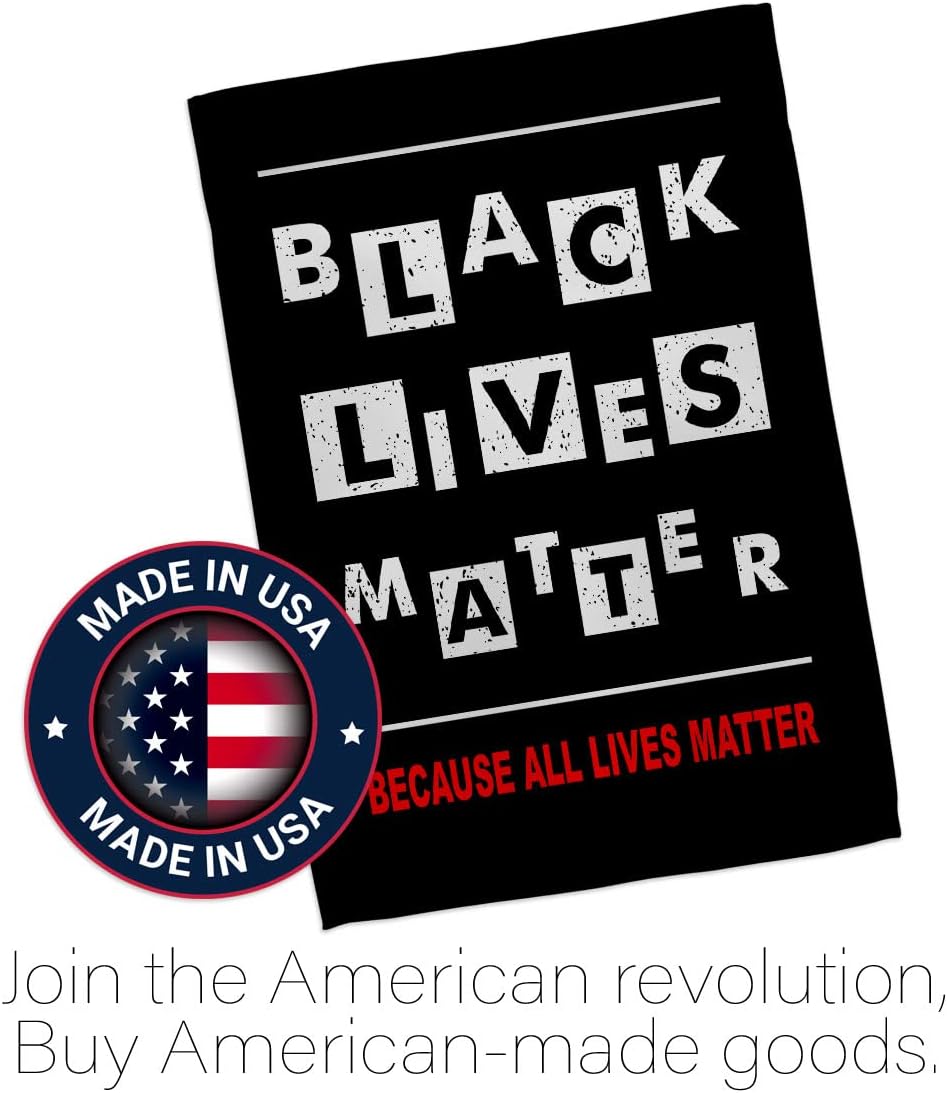 Black Lives Matter Justice for BLM House Flag - Pack Support Cause Anti Racism Revolution Movement Equality Social USA Applique - Decoration Banner Small Garden Yard Gift Double-Sided Made in 28 X 40