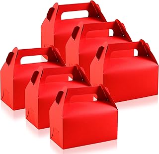 30 Pcs Gable Treat Boxes, Small Goodie Boxes Red Party Favor Boxes Cardboard Kraft Paper Gift Box Dessert Candy Cookie Boxes for Birthday Baby Shower Mothers Day Party Favors, 4.5 x 3.1 x 5.1" (Red)