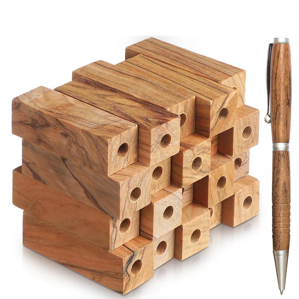 Kit De 20 ébauches De Stylo En Bois Pour Tournage - Bois D'olivier - Pré-percées 7 Mm - Pour Bricolage Et Artisanat
