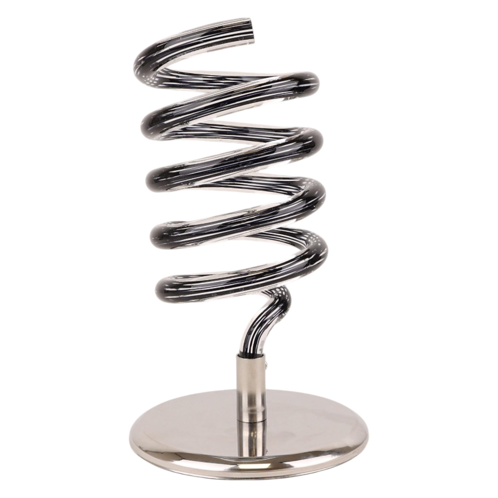 Eson Silver Hair Dryer Holder, Desktop Brass Stand Acrylic Spiral Hairdryer Holder, Free Standing Spiral Hair Dryer Holder Acrylic, Beauty Salon Barbershop Desktop Dryer (Silver)