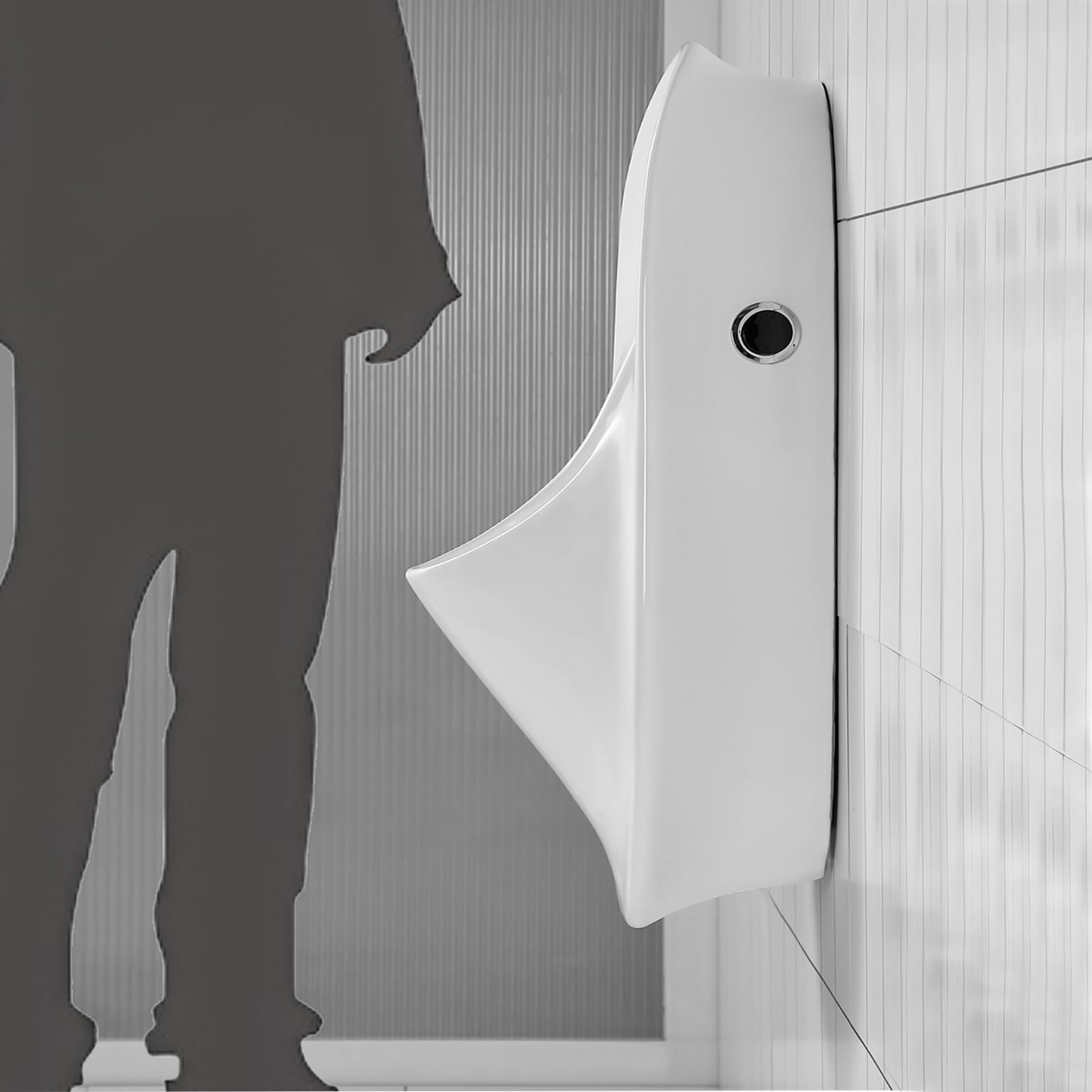 Urinarios de Cerámica para Hombre con Doble Descarga, Desviador de Orina de Montaje en La Pared para Uso Doméstico y Comercial, para Bares, Hoteles, Baños Públicos