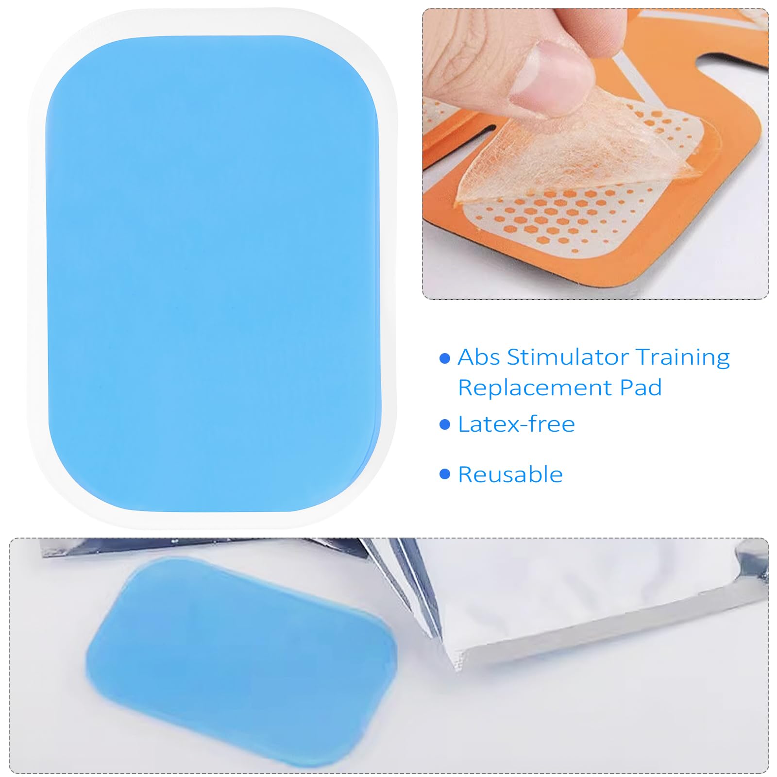 Fousenuk 60 Pezzi Elettrodi per Elettrostimolatore, Addominali, Ricambio Gel Elettrostimolatore, per a Elettrodi Cintura e Glutei, Foglio Gel di EMS ABS Gel Training, per Abdominal Muscolare