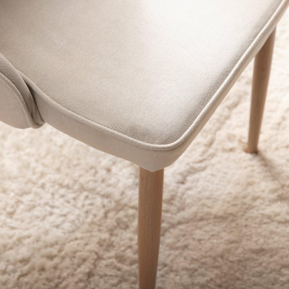 KLAST Silla de Comedor tapizada Beige con Pata Natural