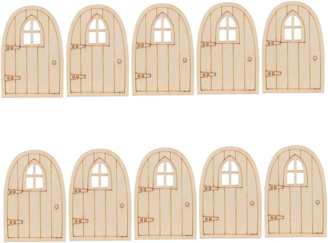 Fairy Mini Door Unpainted Wooden Fairy Elf Doors DIY Craft for Home Office Wedding Party Decoration 10PCS Style3, Garden Tools