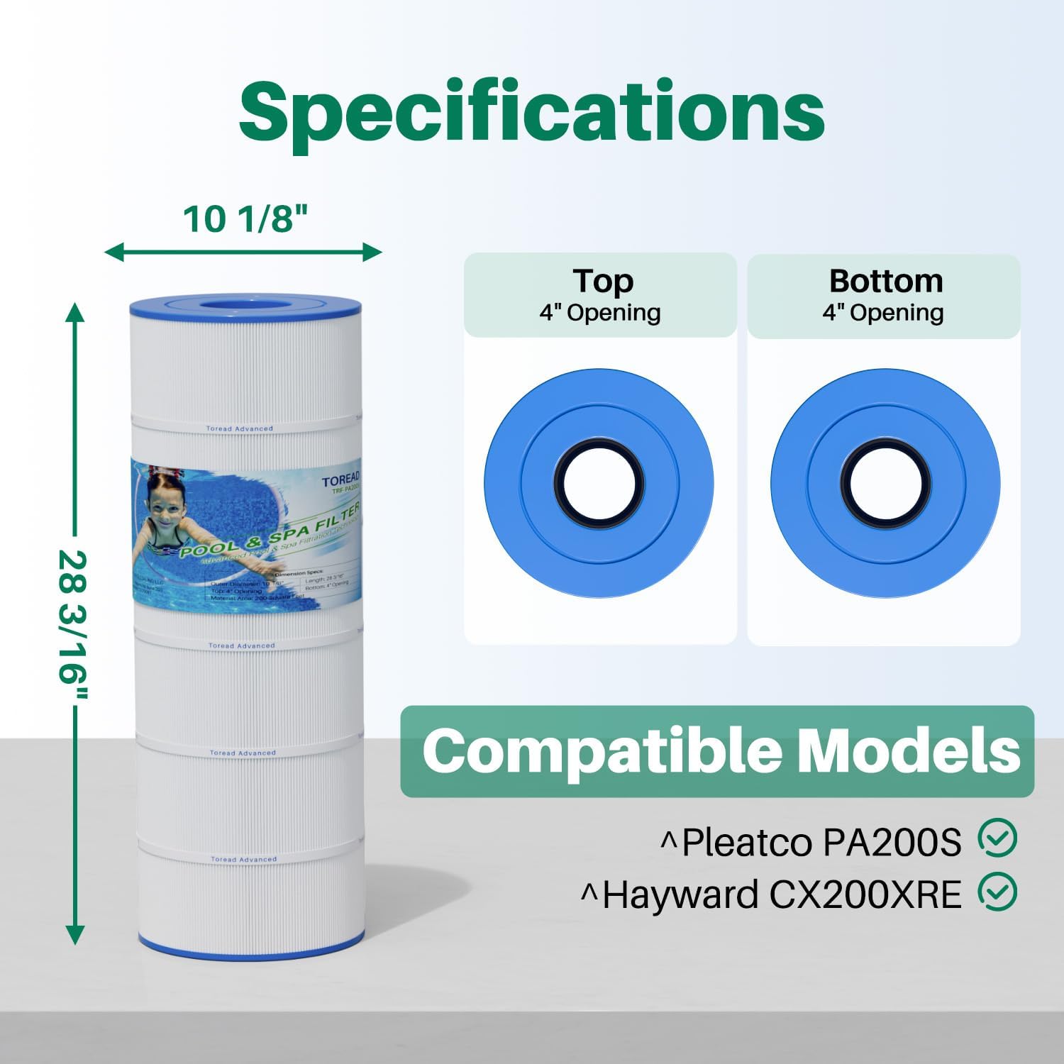 TOREAD Pool Filter Replaces PA200S, Hayward CX200XRE, Hayward SwimClear C200S, Ultral-D5, 200 sq.ft Filter Cartridge 1 Pack